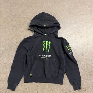 Monster Energy Mens Small Black Graphic Hoodie Unleash The Beast Logo Sweatshirt